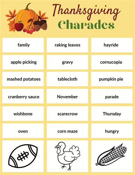 thanksgiving charades words|Printable Thanksgiving Charades Game for Easy After。